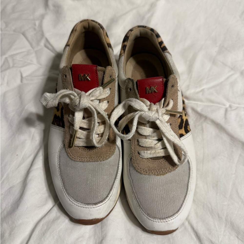 Michael Kors Women's Sneakers - White, Red, and Leopard Print - Picture 2 of 2